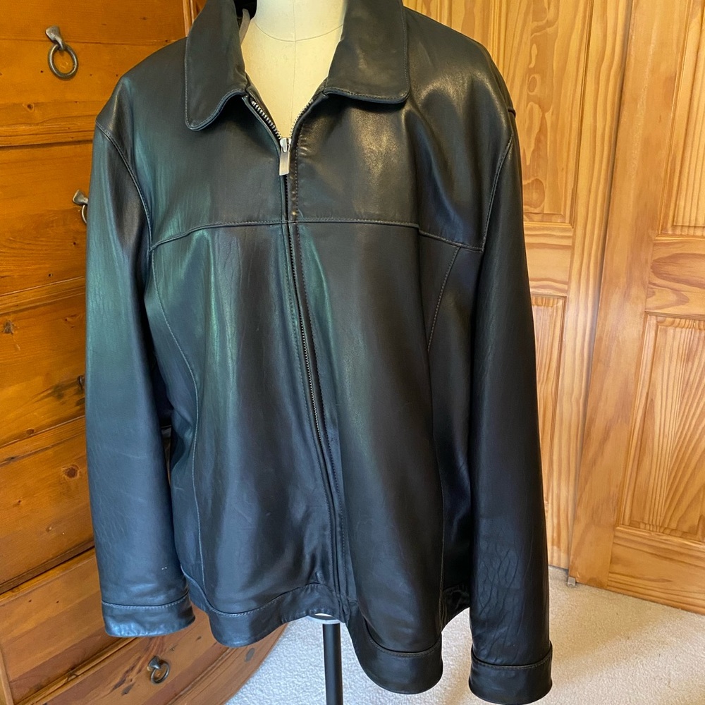 Johnston & Murphy Leather Jacket w/ Zip Out Liner